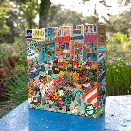 eeBoo ENGLISH GREEN MARKET 1000 pc Square Jigsaw Puzzle Super Deluxe PZTEGM