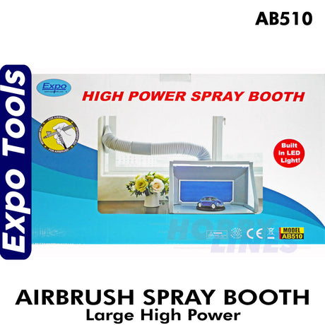 Airbrush SPRAY BOOTH High Power Large Portable w. Built in LED Light Expo AB510