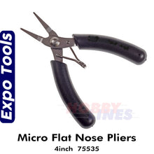 Load image into Gallery viewer, Micro Flat Nose Plier Stainless Steel 4&quot; spring hinge  Expo Tools 75535
