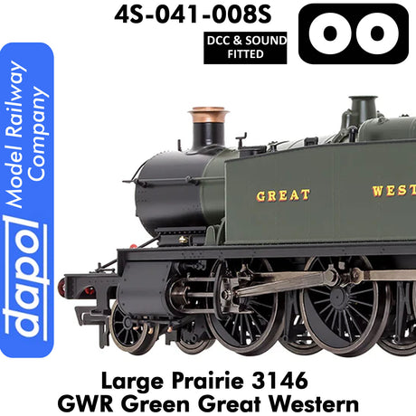 LARGE PRAIRIE 3146 GWR DCC & Sound Steam Locomotive | Dapol | 4S-041-008S