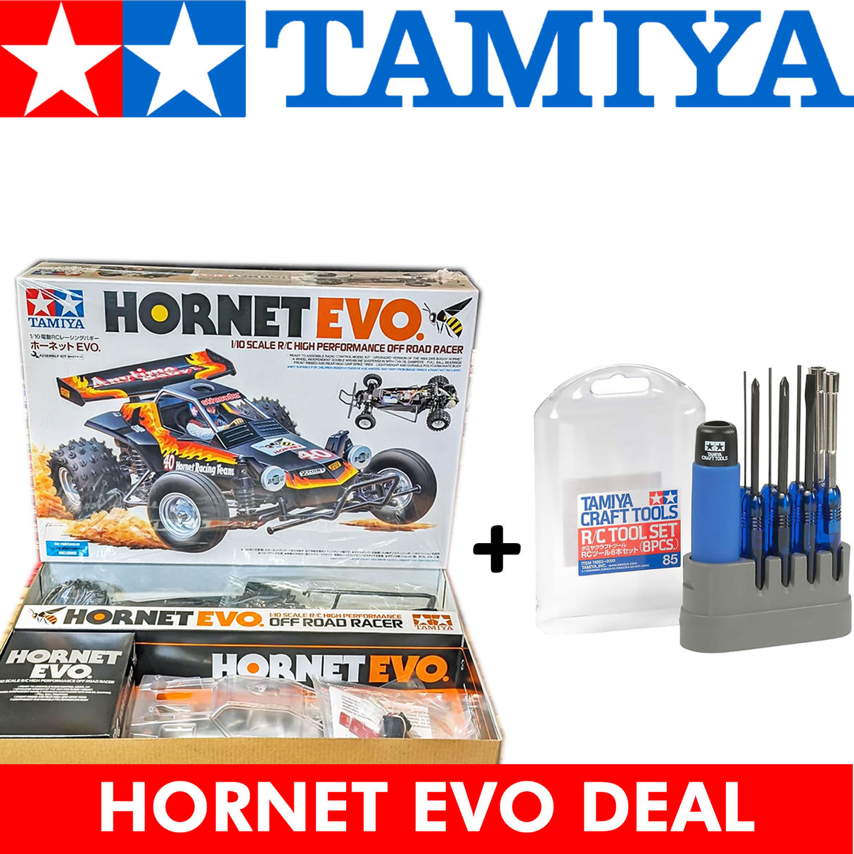 Tamiya Hornet EVO 1:10 R/C 58742 with FREE Tamiya R/C Tool Set