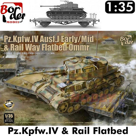 Pz.Kpfw IV Ausf.J & Ommr Rail Flatbed -  1/35 | Border Models | BT025