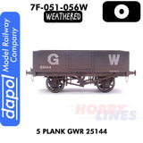 5 Plank GWR 25144 - Weathered Wagon |  Dapol | 7F-051-056W