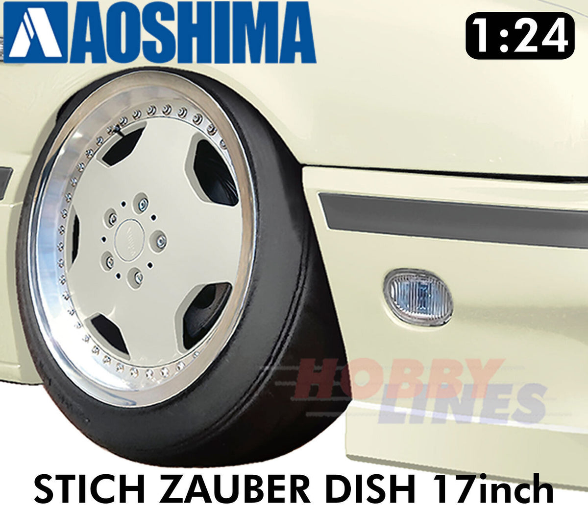 Aoshima Wheels & Tyres STICH ZAUBER DISH 17inch 1:24 Set of 4 Tuned Pa ...