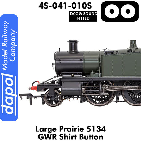 LARGE PRAIRIE 5134 GWR SHIRT BUTTON DCC & Sound Steam Locomotive | Dapol |  4S-041-010S
