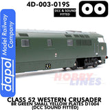 Class 52 Western Crusader -  BR Green Small Yellow Plates  D1004 - DCC & Sound Fitted | Dapol | 4D-003-019S