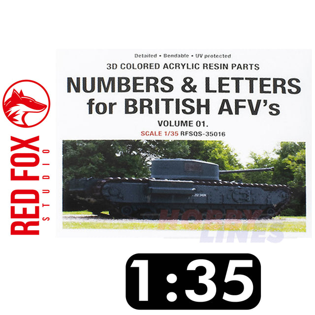 Numbers Letters British AFV’s vol.01 1:35 3D Acrylic Colored Resin RFSQS-35016