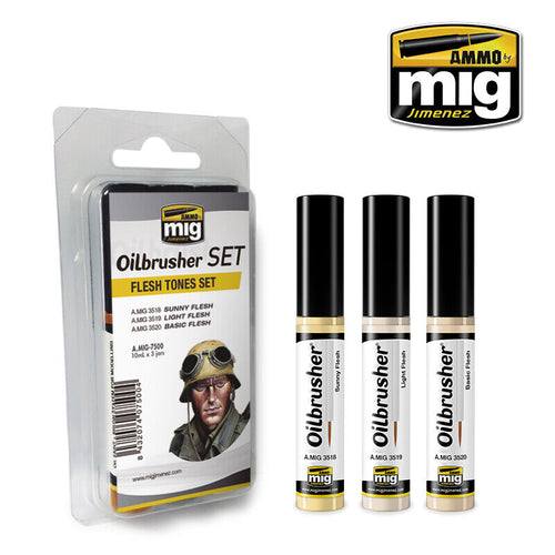 AMMO By Mig Jimenez Top Quality 3 Piece Oilbrusher Sets (Choose Your Set) MIG7500 FLESH TONES SET