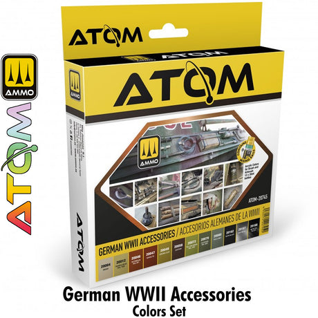 ATOM German WWII Accessories Set -12 20ml Acrylic Paint | Ammo by Mig Jimenez 