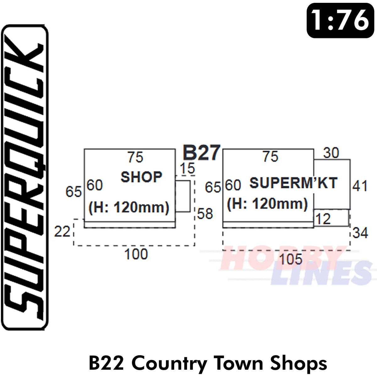 COUNTRY TOWN SHOPS x  2 B22 SuperQuick 1:72 OO HO Railways Building Series B