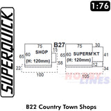 COUNTRY TOWN SHOPS x  2 B22 SuperQuick 1:72 OO HO Railways Building Series B