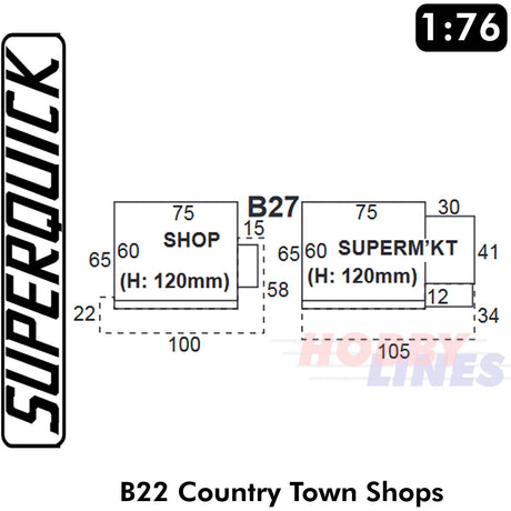 COUNTRY TOWN SHOPS x  2 B22 SuperQuick 1:72 OO HO Railways Building Series B