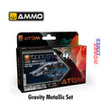 ATOM Gravity Set 4 Metallic 6 20ml Acrylic bottles Ammo by Mig Jimenez ATOM-20807