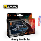 ATOM Gravity Set 4 Metallic 6 20ml Acrylic bottles Ammo by Mig Jimenez ATOM-20807