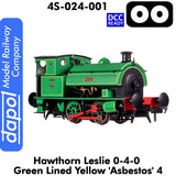 Hawthorn Leslie 040 Green Lined Yellow `Asbestos' 4 | Dapol | 4S-024-001