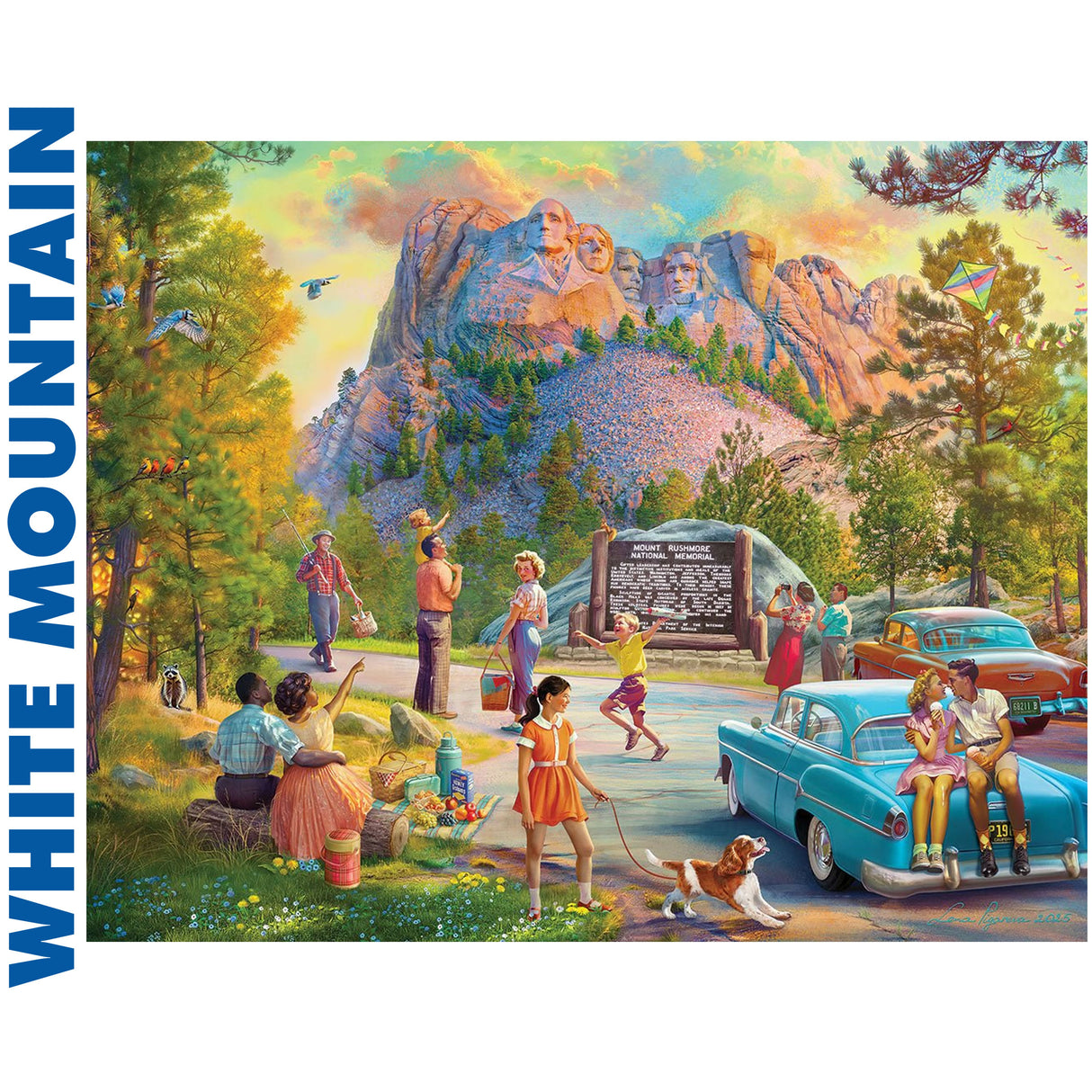 Family Road Trip - Mount Rushmore - 1000pc Jigsaw Puzzle | White Mountain | 2088pz