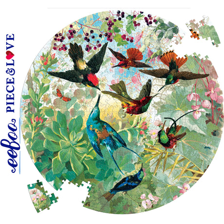 Hummingbirds 500 pc Round Puzzle | eeBoo |  PZFHMB