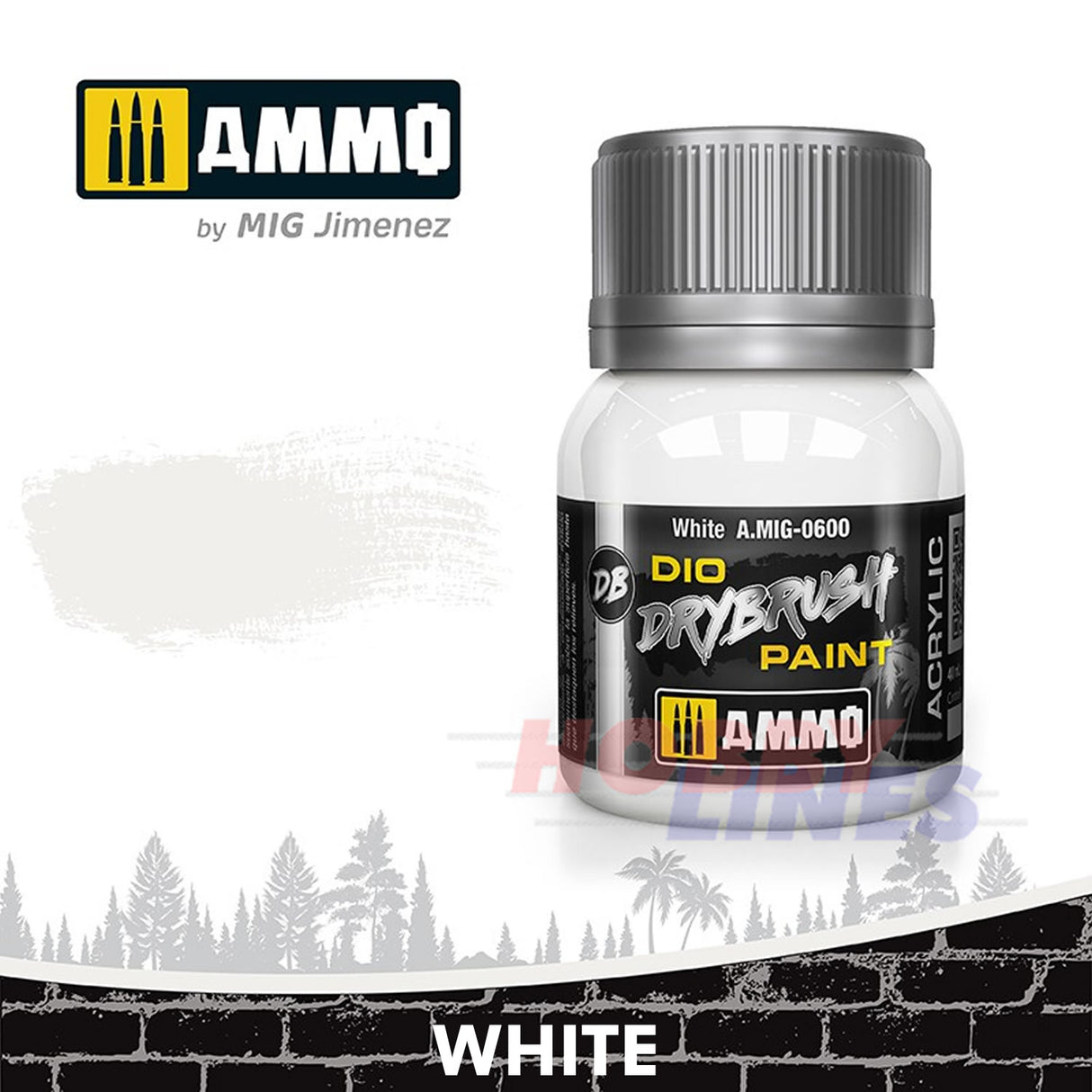 DIO Drybrush Paint - White 40ml | Ammo by Mig Jimenez | MIG0600