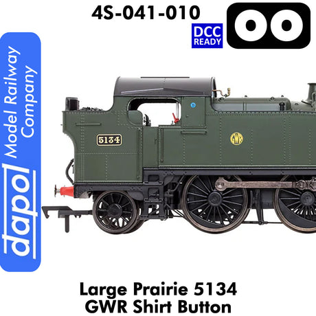 LARGE PRAIRIE 5134 GWR SHIRT BUTTON DCC Ready Steam Locomotive | Dapol | 4S-041-010