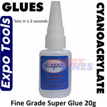 Load image into Gallery viewer, Cyano Super Glue 20g FINE 1-3 seconds Cyanoacrylate Bottle Expo Tools 47020
