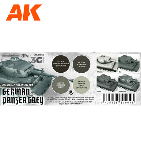 3G Special Set - German Panzer Grey - 4 x 17ml Acrylic Paint | AK interactive | AK11642