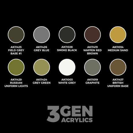 German Panzergenadier Division Europe - Wargame Starter Set - 3G Acrylic Paint x 10 | AK interactive | AK11781