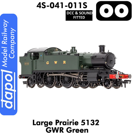 LARGE PRAIRIE 5132 GWR Green DCC & Sound Fitted Steam Locomotive |  Dapol | 4S-041-011S