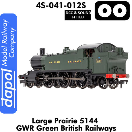 LARGE PRAIRIE 5144 BR Green DCC & Sound Steam Locomotive |  Dapol |  4S-041-012S