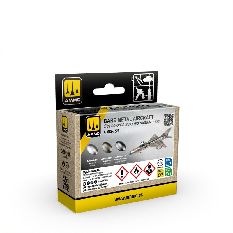 A-Stand - Metal Finish Aircraft Set - 3 x 30ml Bottles | Ammo by Mig Jimenez | MIG7529