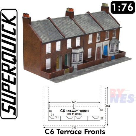 RED BRICK TERRACE FRONTS C6 1:72 OO HO Railway Building Series C C06 SUPERQUICK