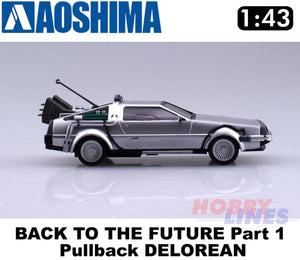 Back to the Future Part 1 Delorean Pull Back & Go 1:43 scale kit Aoshima 05475