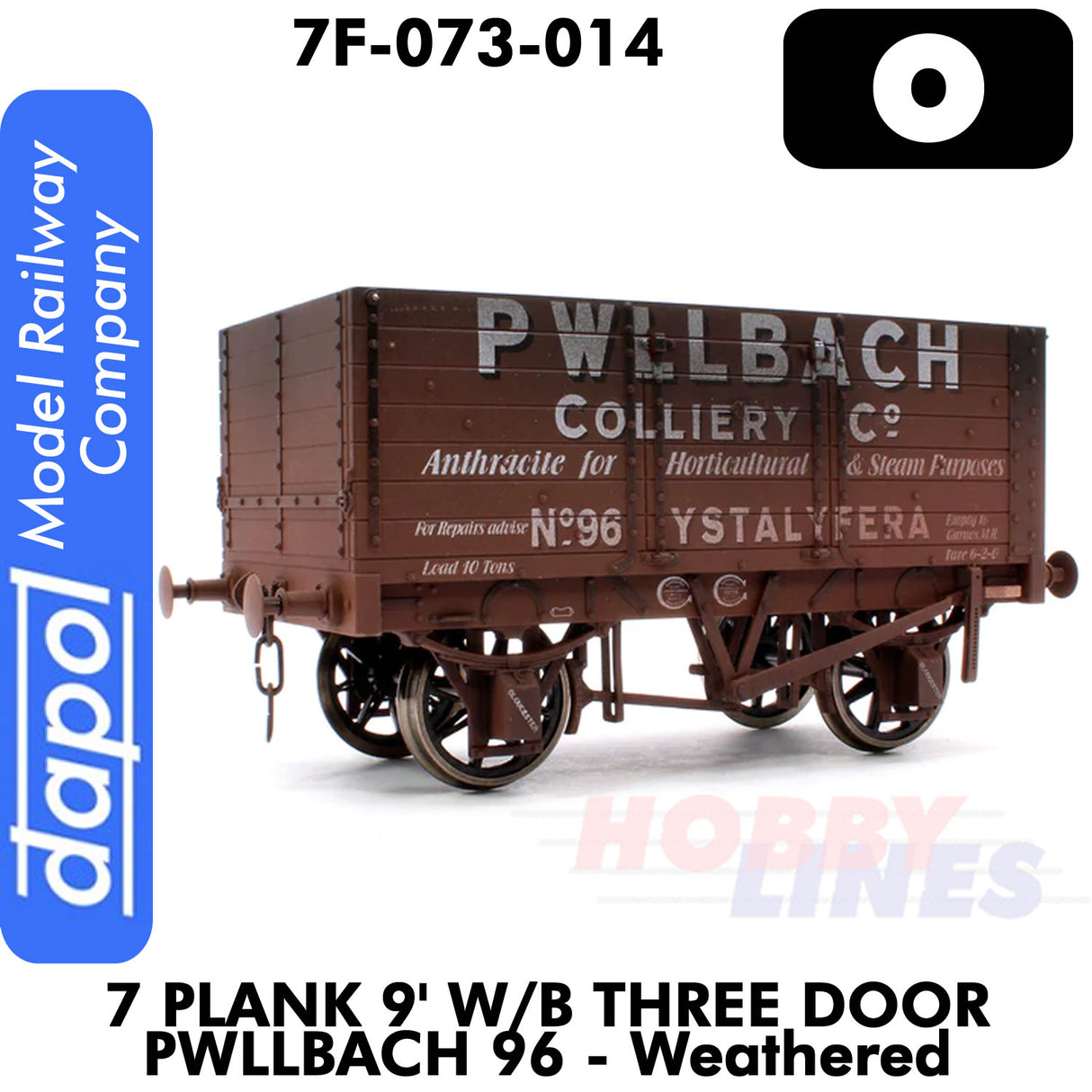 7 Plank Wagon 9'  W/B Three Door Pwllbach 96 - Weathered |  Dapol |7F-073-014
