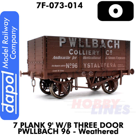 7 Plank Wagon 9'  W/B Three Door Pwllbach 96 - Weathered |  Dapol |7F-073-014