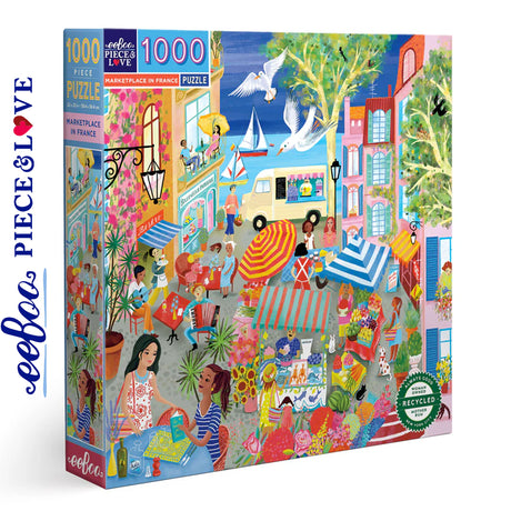 eeBoo MARKETPLACE IN FRANCE 1000 pc Square Jigsaw Puzzle Super Deluxe PZTMFR
