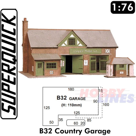 COUNTRY GARAGE 1:72 Scale OO HO Gauge Railways Building Series B B32 SuperQuick