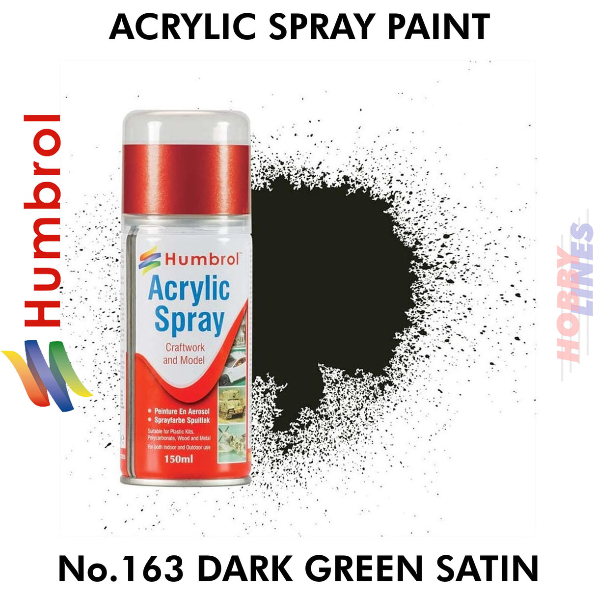 No 163 Dark Green Satin 150ML Humbrol Sprays 