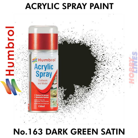 No 163 Dark Green Satin 150ML Humbrol Sprays 