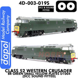 Class 52 Western Crusader -  BR Green Small Yellow Plates  D1004 - DCC & Sound Fitted | Dapol | 4D-003-019S