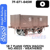 SR 7 PLANK OPEN WAGON NO.40035 Weathered 1:43 O gauge Dapol 7F-071-045W