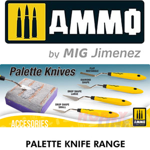 PALETTE KNIFE Range Flexible Blade Stainless Steel Tool  AMMO by Mig Jimenez