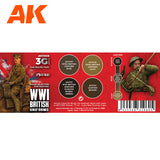 3G Special Set - WW1 British Uniforms - 4 x 17ml Acrylic Paint | AK interactive | AK11638