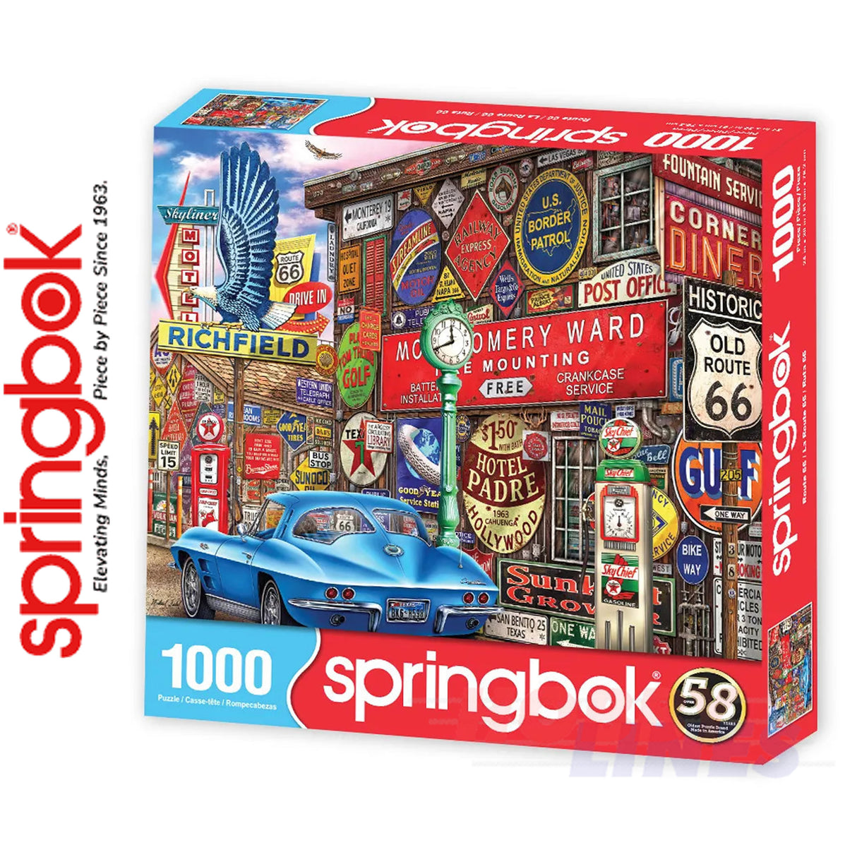 ROUTE 66 Pitstop 1000 piece SPRINGBOK Jigsaw Puzzle Random Cut Super Deluxe