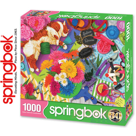 FLOWER SHOP FELINE 1000 piece SPRINGBOK Jigsaw Puzzle Random Cut Super Deluxe