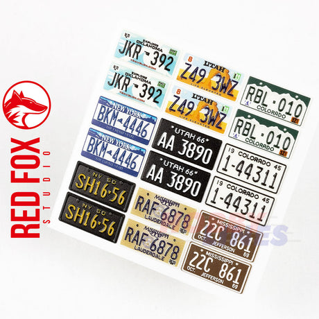 Red Fox Studio 3D Printed LICENSE PLATES USA vol.02 1:24 Front rear 9 sets kits