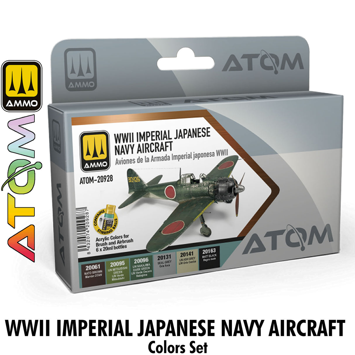 ATOM WWII Imperial Japanese Navy Aircraft Set - 6 20ml Acrylic Paint |  Ammo by Mig Jimenez ATOM20928