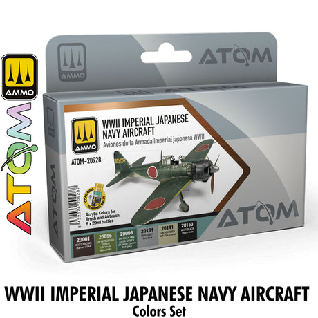 ATOM WWII Imperial Japanese Navy Aircraft Set - 6 20ml Acrylic Paint |  Ammo by Mig Jimenez ATOM20928