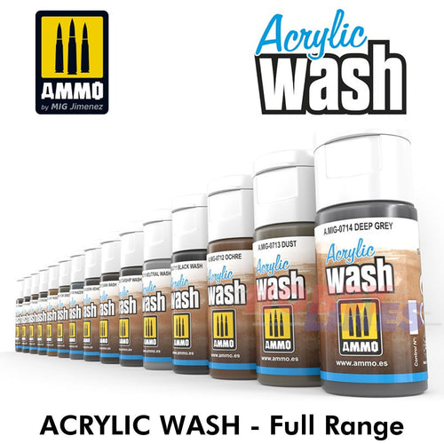 Ammo ACRYLIC WASH RANGE 15ml jar/bottles Full Colour Range By Mig Jimenez