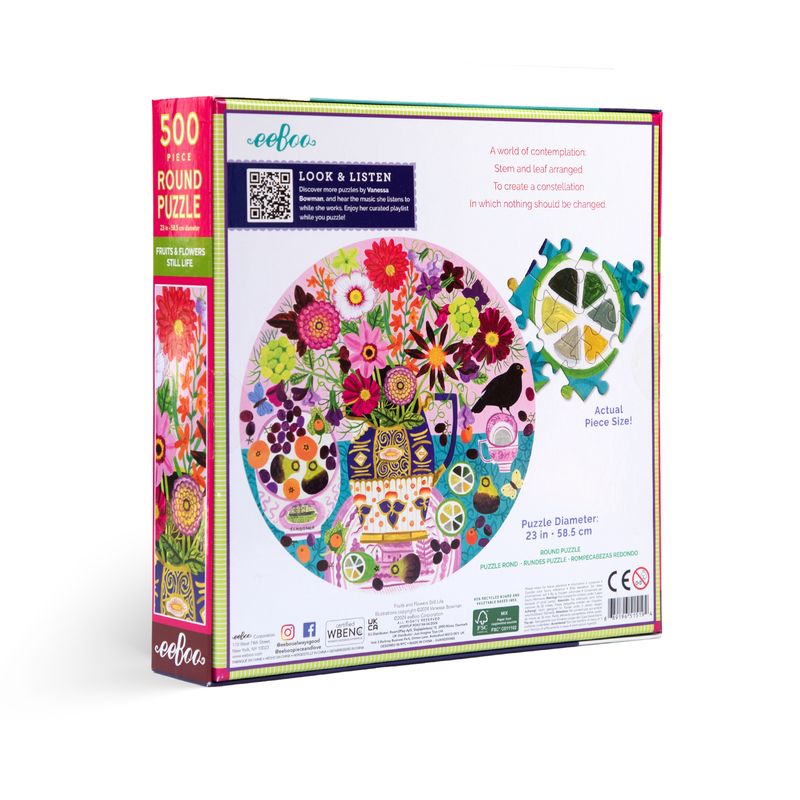 Fruits & Flowers Still 500pc - Round Puzzle | eeBoo | PZFFUF