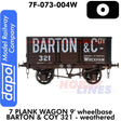 7 Plank Wagon 9' wheelbase  WB Barton & Coy 321 - weathered | Dapol | 7F-073-004W
