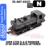 Pannier 3738 GWR Black lettered Steam Loco 1:148 N DCC Fitted Dapol 2S-007-032D